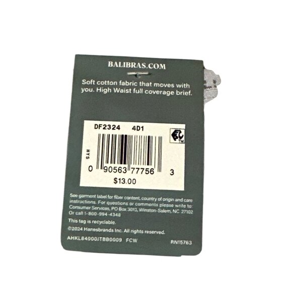 Bali 2XL /9 Coverage Briefs Soft Cotton Blend High Waist Underwear Gray - Picture 8 of 8